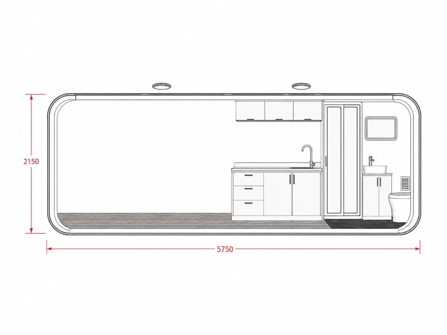 6m Backyard Office Pod floor plan 2