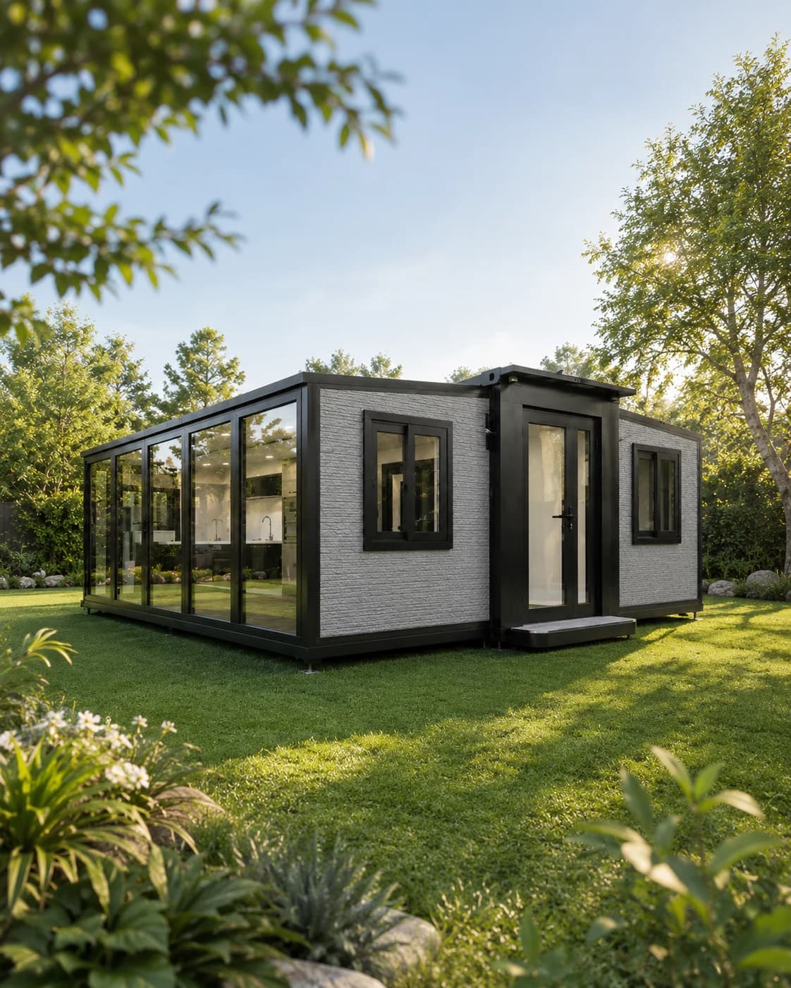 6M Container Home with 2 Bedrooms - Glass Curtain Wall lifestyle image