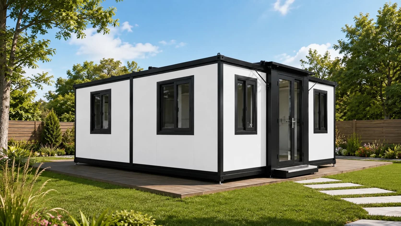 6M Container Home - Empty exterior by ModuHaus