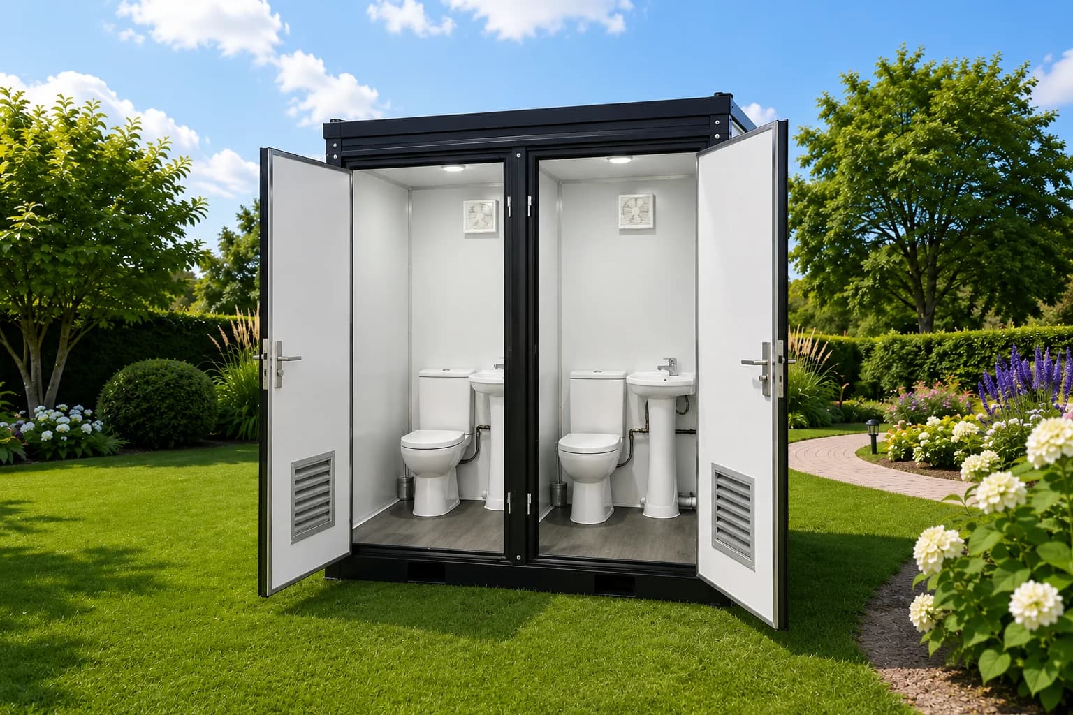 Double Toilet Block doors and ventilation louvres