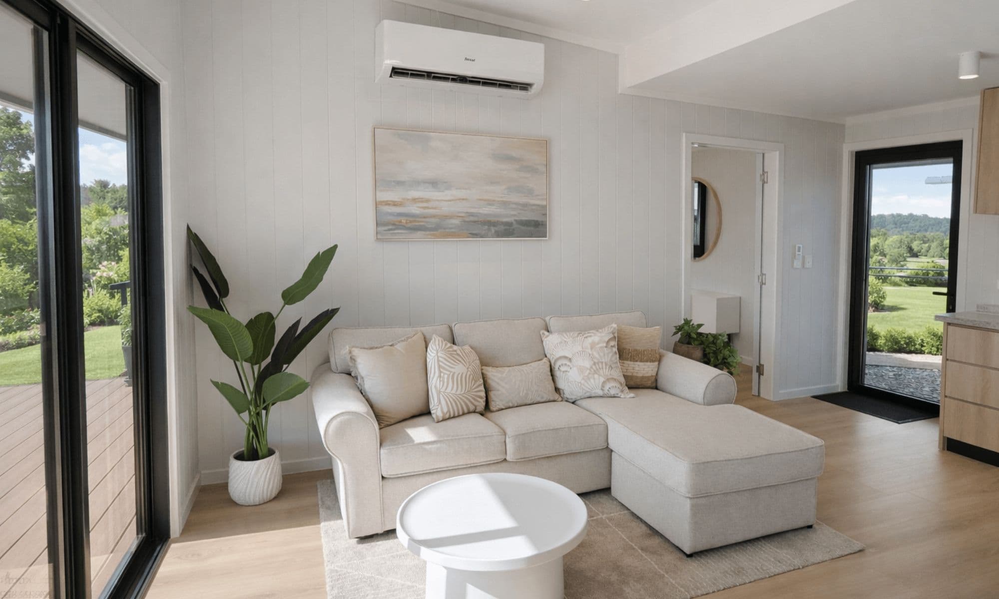 The open living and kitchen heart of The Haven